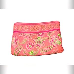 Vintage TANYA LEE Pink & Green Paisley Floral Quilted Cosmetic Bags / 9.5" x 6.5